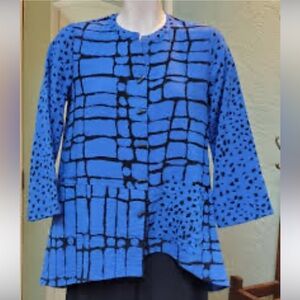 Habitat clothes to live in  Blue and Black Patterned  asymmetrical medium